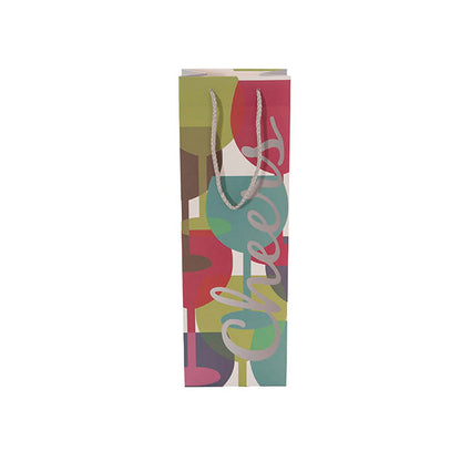 Wine Bag Single Bottle Pack 5 Cheers Blue Pink (12x9x35cmH)