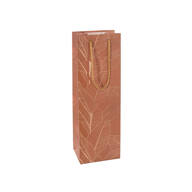 Wine Bag Single Bottle Pack 5 Leaves CopperGold (12x9x35cmH)
