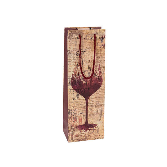 Wine Bag Single Bottle Pack 5 Vintage Glass Red (12x9x35cmH)