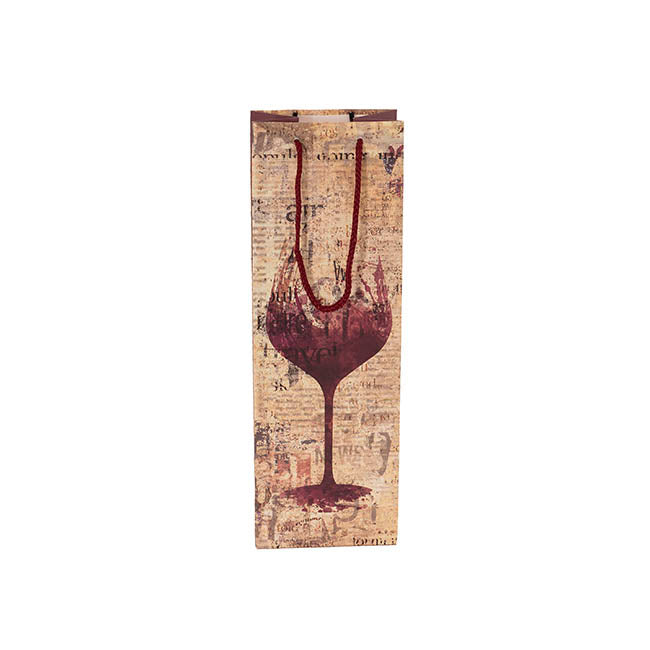 Wine Bag Single Bottle Pack 5 Vintage Glass Red (12x9x35cmH)