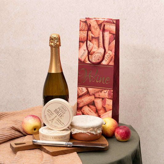 Wine Bag Single Bottle Pack 5 Wine Corks Red (12x9x36cmH)