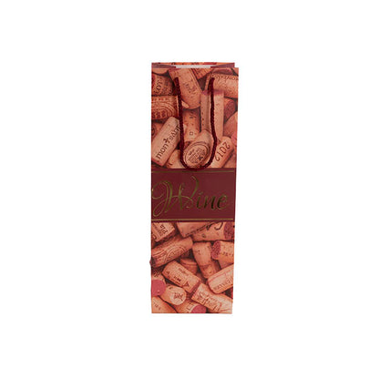 Wine Bag Single Bottle Pack 5 Wine Corks Red (12x9x36cmH)