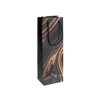 Wine Bag Single Bottle Pack 5 Swirl Black Gold (12x9x36cmH)