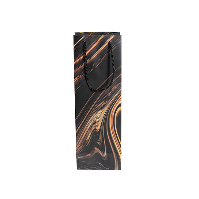Wine Bag Single Bottle Pack 5 Swirl Black Gold (12x9x36cmH)