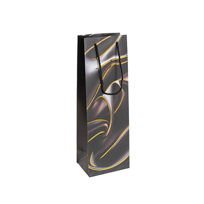 Wine Bag Single Bottle Pack 5 Swirl BlackSilver (12x9x36cmH)