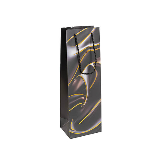 Wine Bag Single Bottle Pack 5 Swirl BlackSilver (12x9x36cmH)