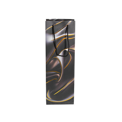 Wine Bag Single Bottle Pack 5 Swirl BlackSilver (12x9x36cmH)