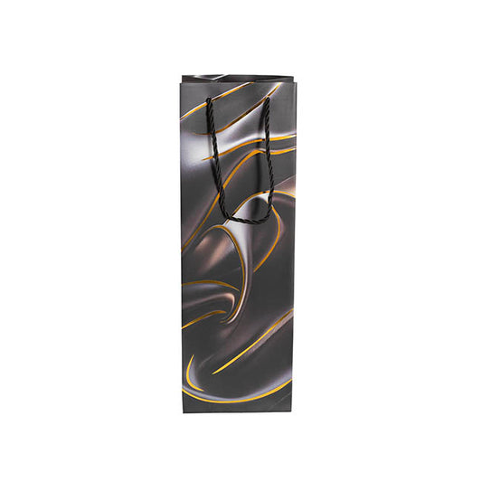 Wine Bag Single Bottle Pack 5 Swirl BlackSilver (12x9x36cmH)