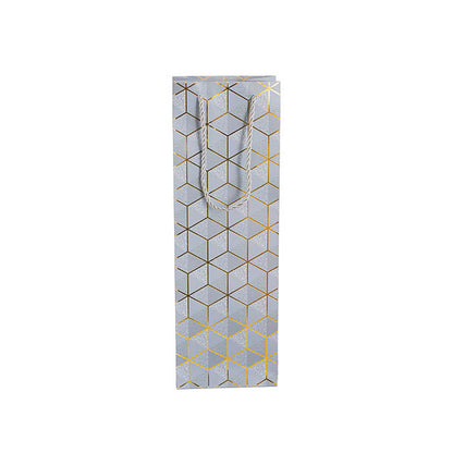 Wine Bag Single Bottle Pack 5 Geo Grid White (12x9x36cmH)