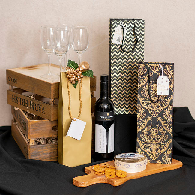 Wine Bottle Bags Single Pack 5 Gold  (10.5X9X35cmH)