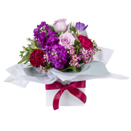 Interflora Purple posy in a mini box