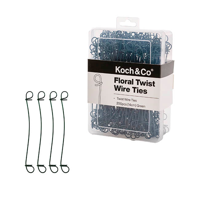 Floral Twist Wire Ties Refill Pack 200pcs (14cm) Green