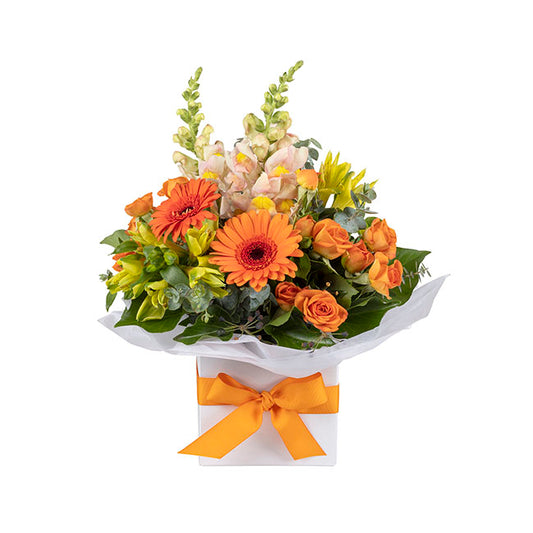Interflora Orange flower Posy in Mini Box