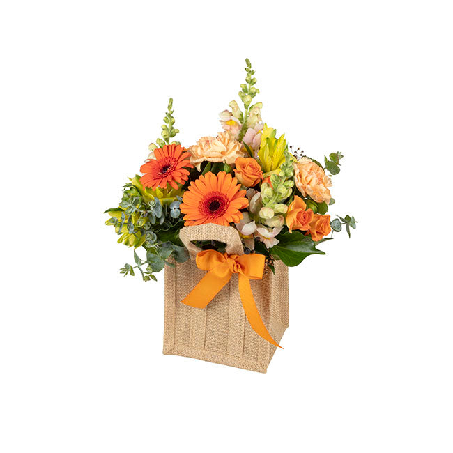 Interflora Gerbera & Snapdragon posy in Hessian Bag