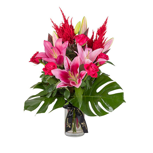 Interflora Pink Lily & Rose Vase Arrangement