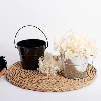 Tin Bucket with Handle Black (12.5Dx10.5cmH)
