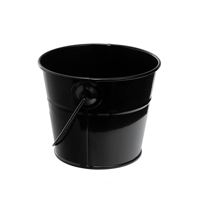 Tin Bucket with Handle Black (12.5Dx10.5cmH)