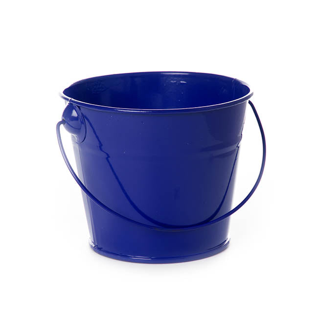 Tin Bucket with Handle Dark Blue (12.5Dx10.5cmH)