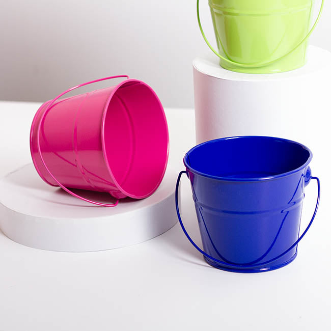 Tin Bucket with Handle Dark Blue (12.5Dx10.5cmH)