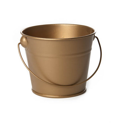 Tin Bucket with Handle Brass Gold (12.5Dx10.5cmH)