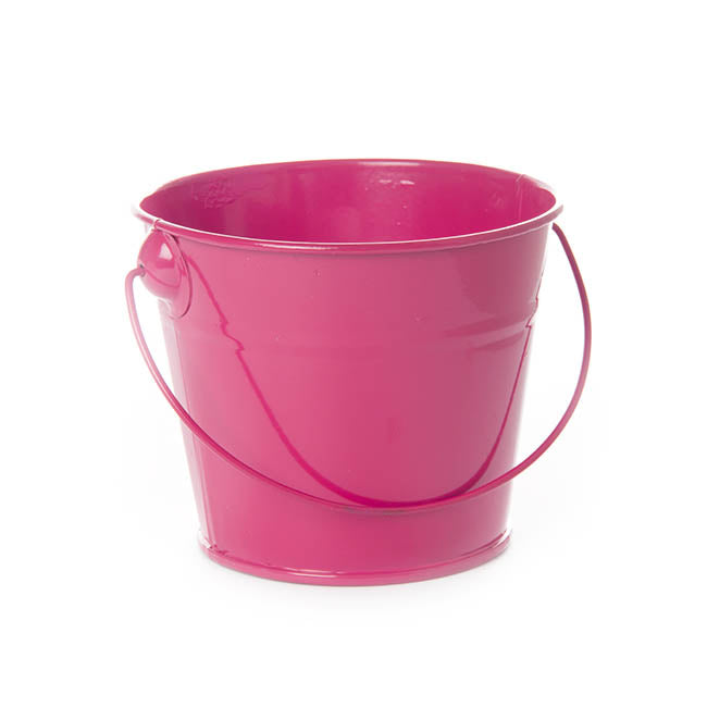 Tin Bucket with Handle Hot Pink (12.5Dx10.5cmH)