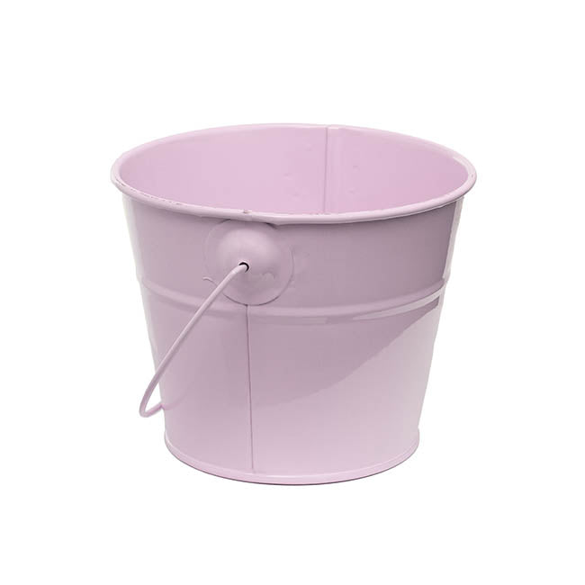 Tin Bucket with Handle Lavender (12.5Dx10.5cmH)