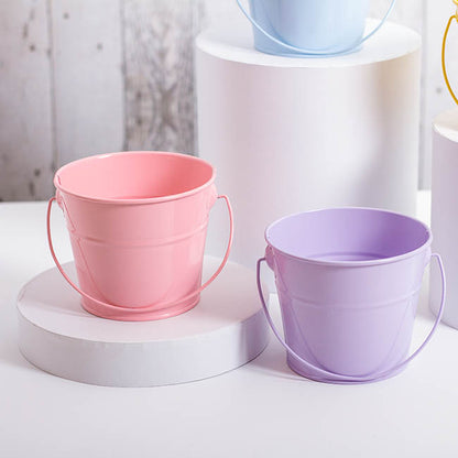 Tin Bucket with Handle Lavender (12.5Dx10.5cmH)