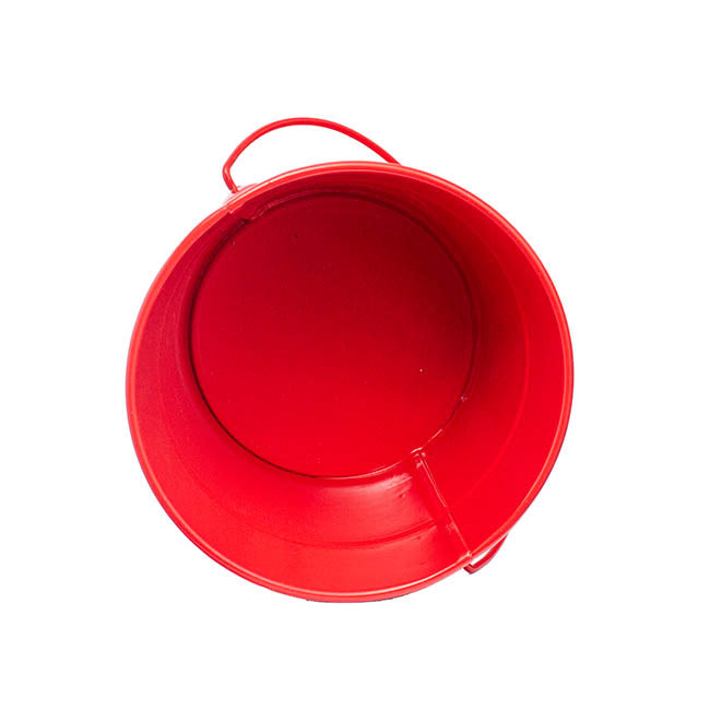 Tin Bucket with Handle Red (12.5Dx10.5cmH)