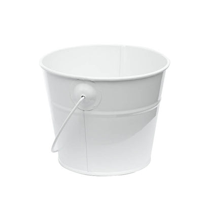 Tin Bucket with Handle White (12.5Dx10.5cmH)