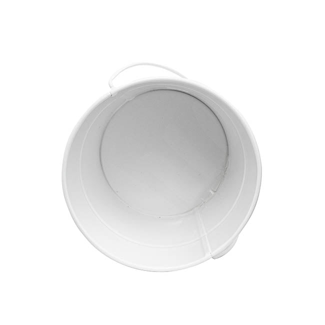 Tin Bucket with Handle White (12.5Dx10.5cmH)