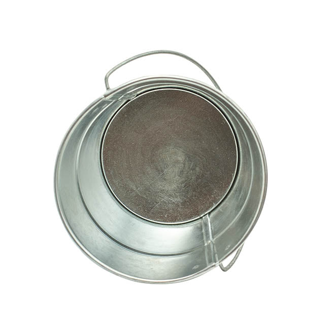 Tin Bucket with Handle Zinc Silver (12.5Dx10.5cmH)