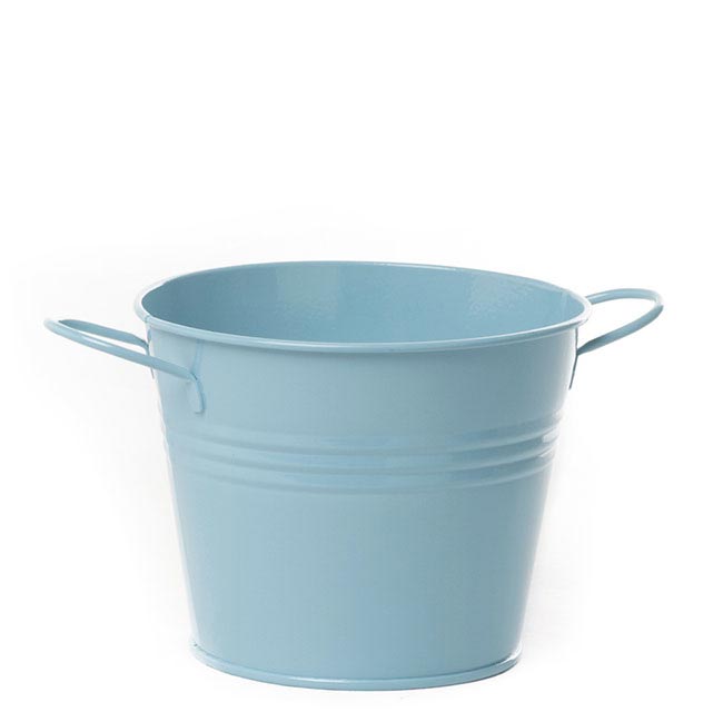 Tin Bucket side Handles Baby Blue (15.5Dx12cmH)