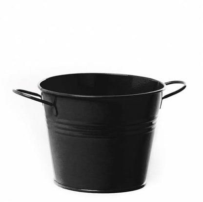 Tin Bucket side Handles Black (15.5Dx12cmH)