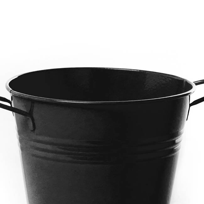 Tin Bucket side Handles Black (15.5Dx12cmH)