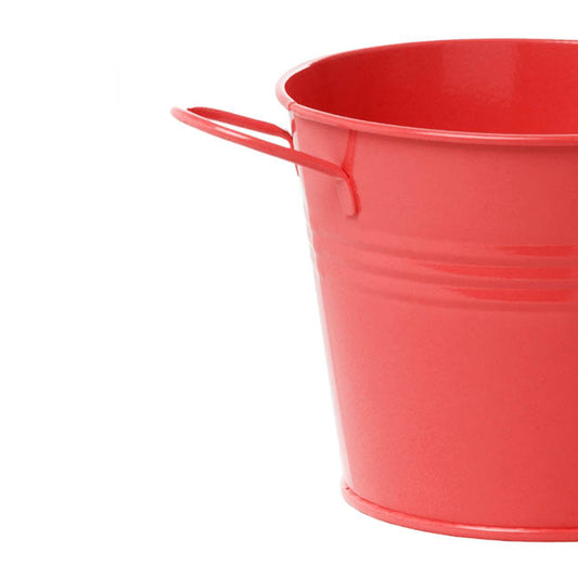 Tin Pot Medium side Handles Red (15.5Dx12cmH)