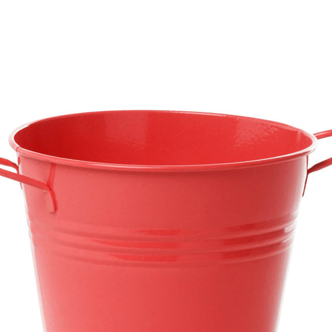 Tin Pot Medium side Handles Red (15.5Dx12cmH)