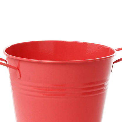 Tin Pot Medium side Handles Red (15.5Dx12cmH)