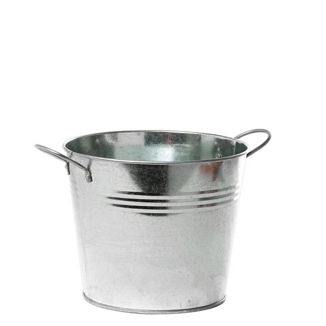 Tin Pot Medium side Handles Zinc Silver (15.5Dx12cmH)