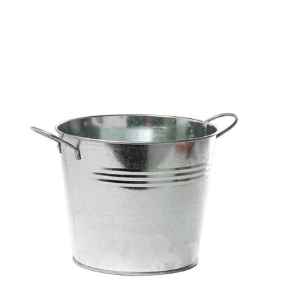 Tin Pot Medium side Handles Zinc Silver (15.5Dx12cmH)