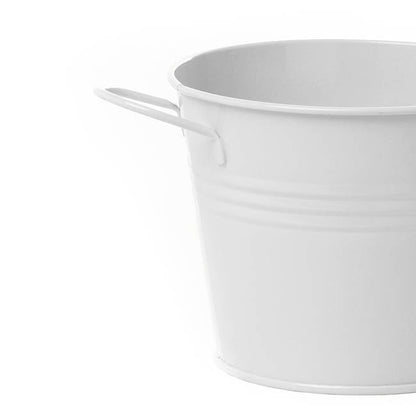 Tin Pot Medium with side Handles White (15.5Dx12cmH)