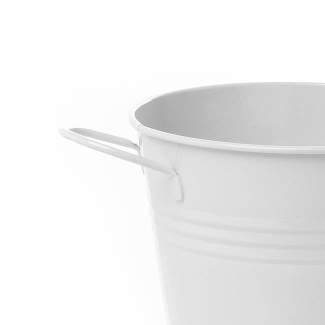Tin Pot Medium with side Handles White (15.5Dx12cmH)