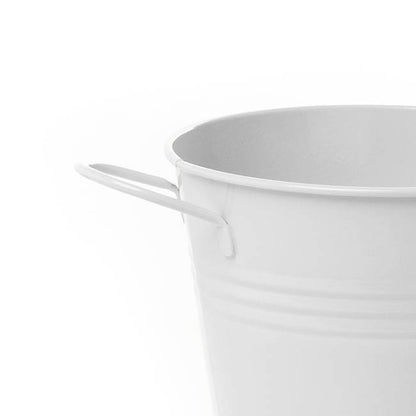 Tin Pot Medium with side Handles White (15.5Dx12cmH)