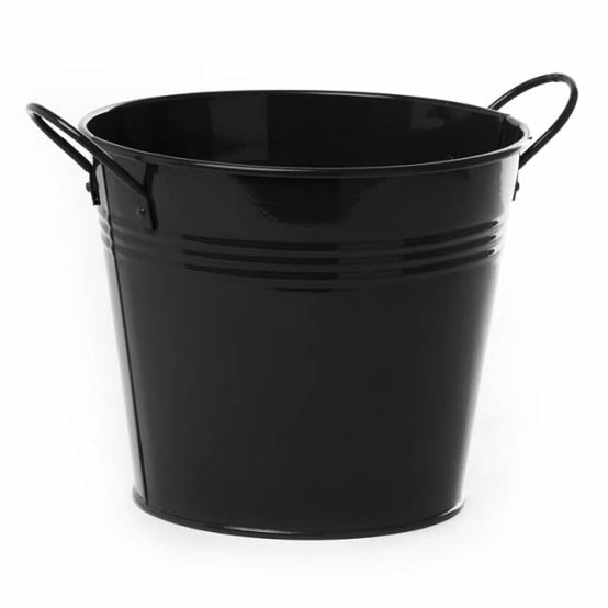 Tin Pot Large side Handles Black (18Dx15cmH)