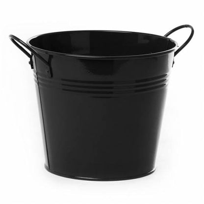 Tin Pot Large side Handles Black (18Dx15cmH)
