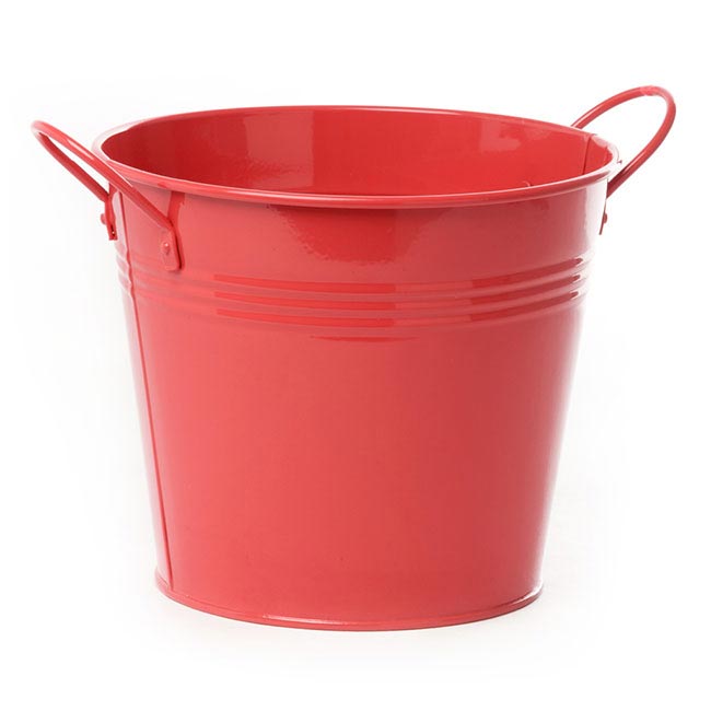 Tin Pot Large side Handles Red (18Dx15cmH)