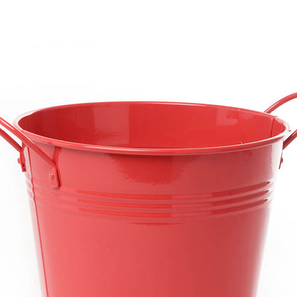 Tin Pot Large side Handles Red (18Dx15cmH)