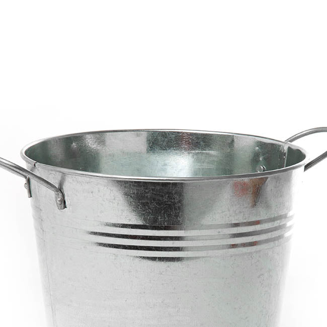 Tin Pot Large side Handles Zinc Silver (18Dx15cmH)