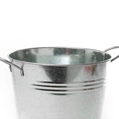 Tin Pot Large side Handles Zinc Silver (18Dx15cmH)