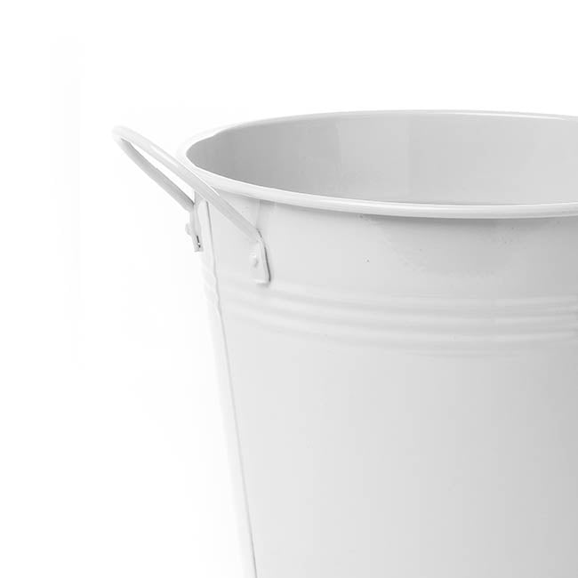 Tin Pot Large side Handles White (18Dx15cmH)