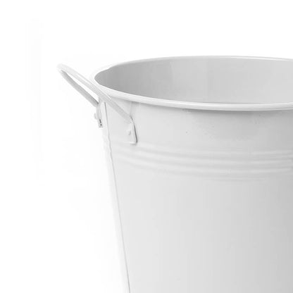 Tin Pot Large side Handles White (18Dx15cmH)